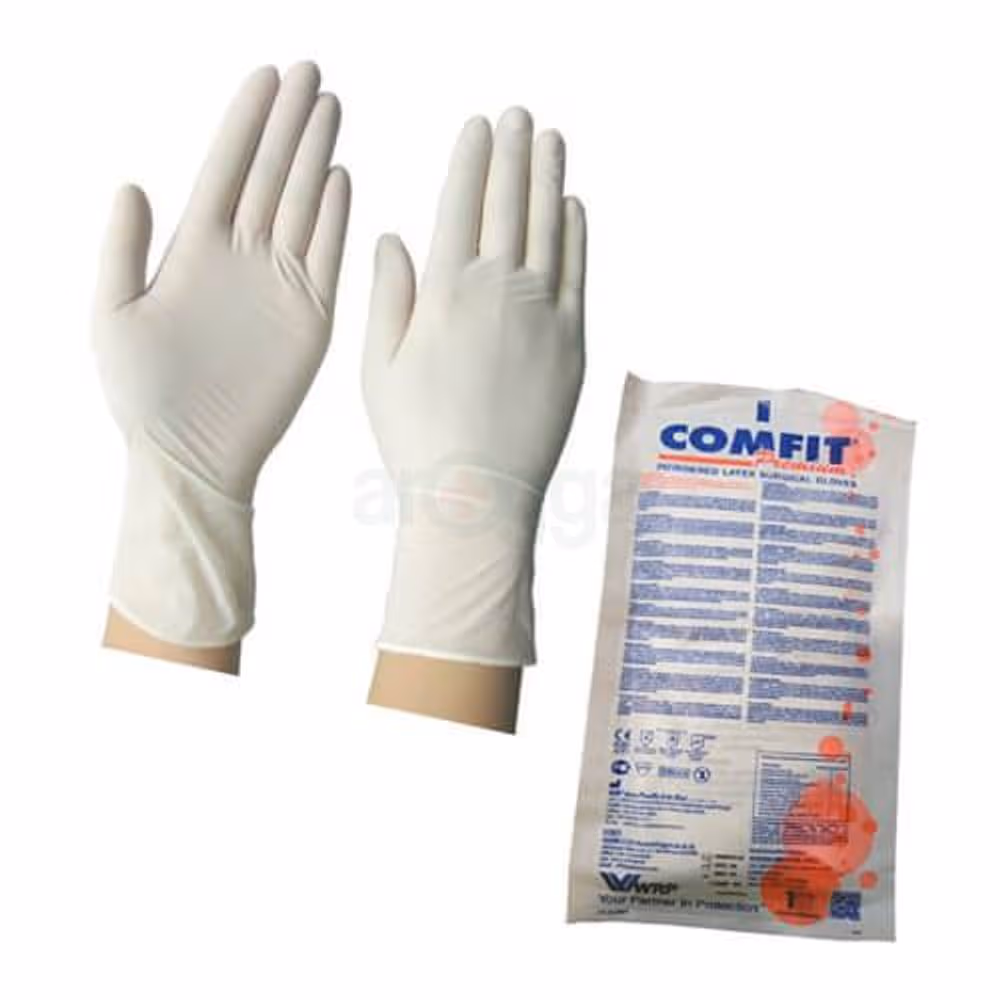 Comfit Surgical Hand Gloves 1 Pair Powdered Latex Gloves Original Malaysian 6.5"