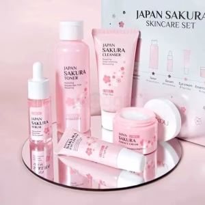 Laikou Japan Sakura Skincare 5 Pcs Set (Cleanser+Toner+Serum+Eye Cream+Essence Cream)