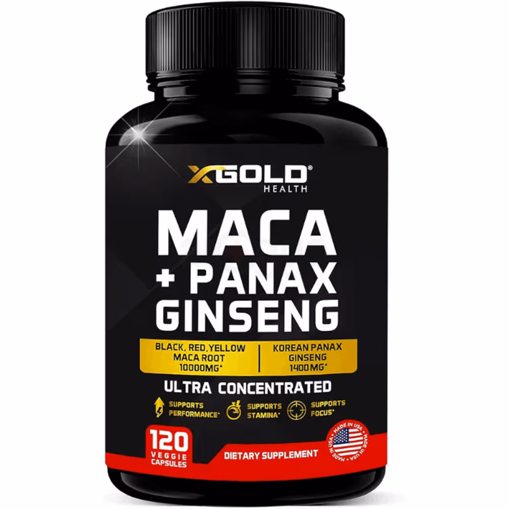 X Gold Health Maca+Panax Ginseng Ultra Concentrated 120 Capsules