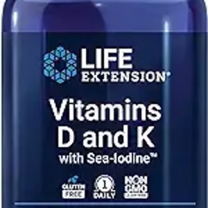 Life Extension Vitamins D and K with Sea-Iodine – 60 Capsules –
