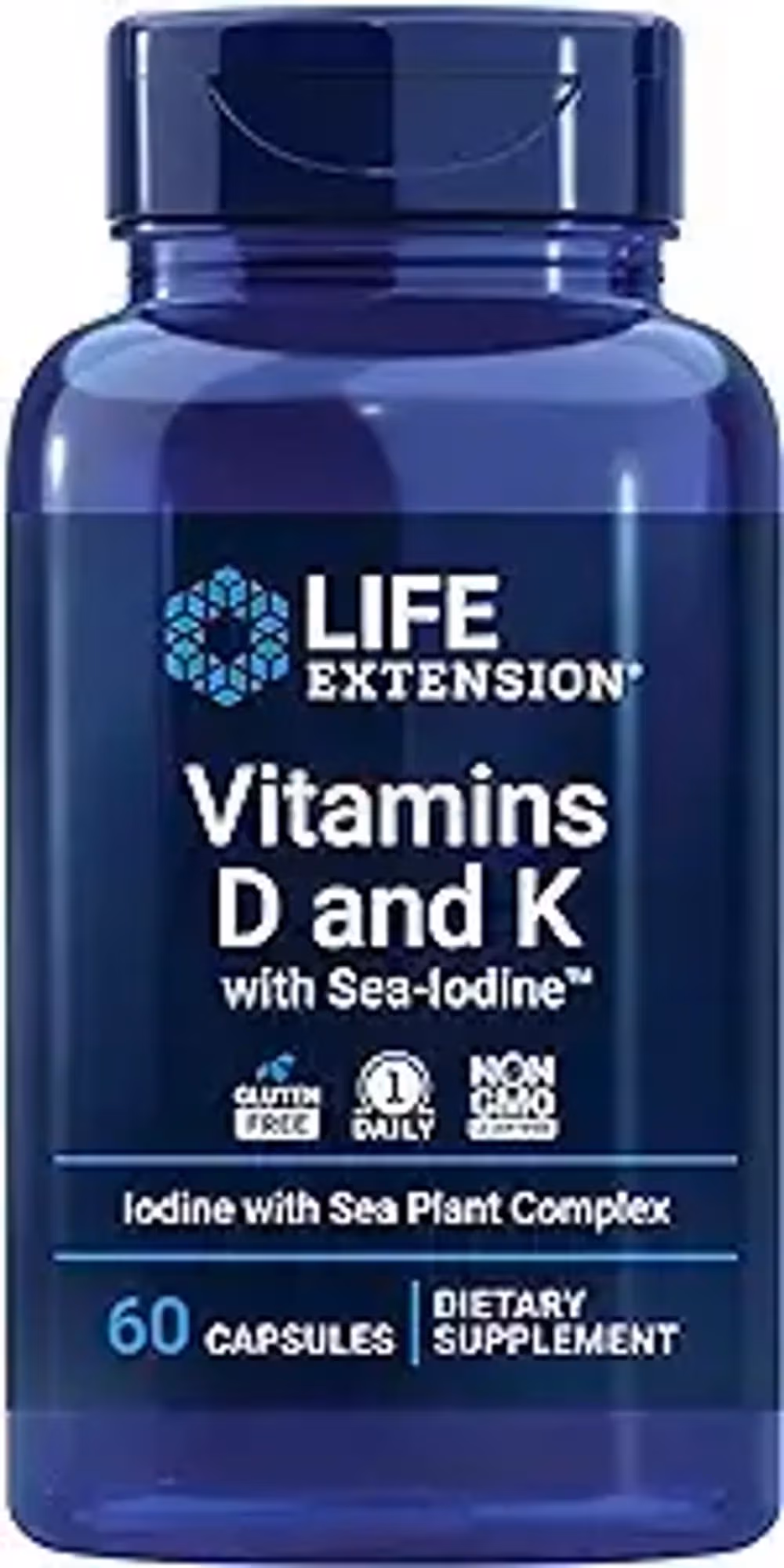 Life Extension Vitamins D and K with Sea-Iodine – 60 Capsules –