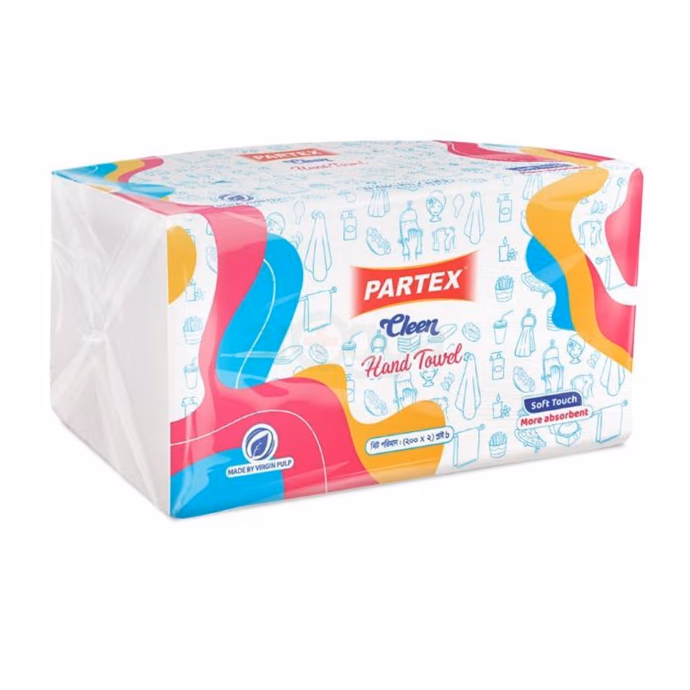 Partex Cleen Hand Towel Tissue White Poly 400 Sheet
